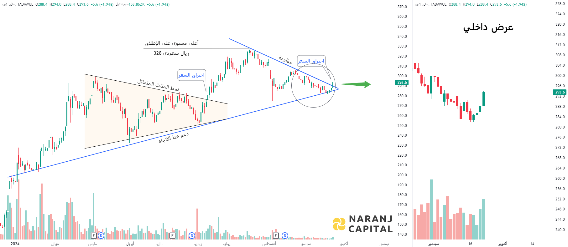 SAL Saudi Logistics Services - Technical Analysis chart on Daily Price and Volume