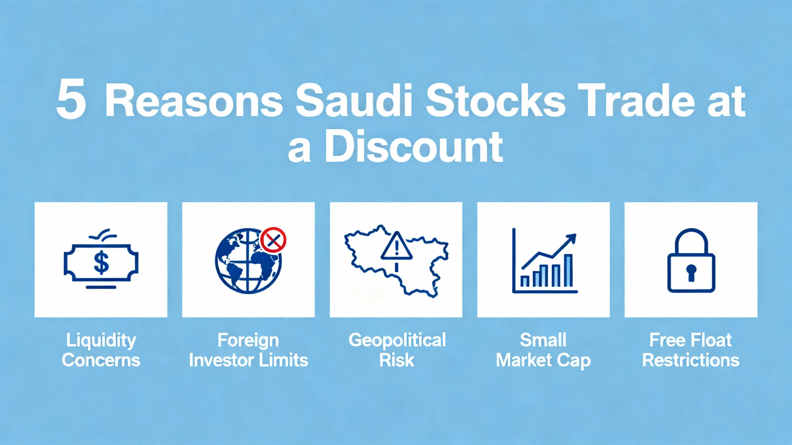 Five main reasons why Saudi Arabian stocks trade at a discount to international markets