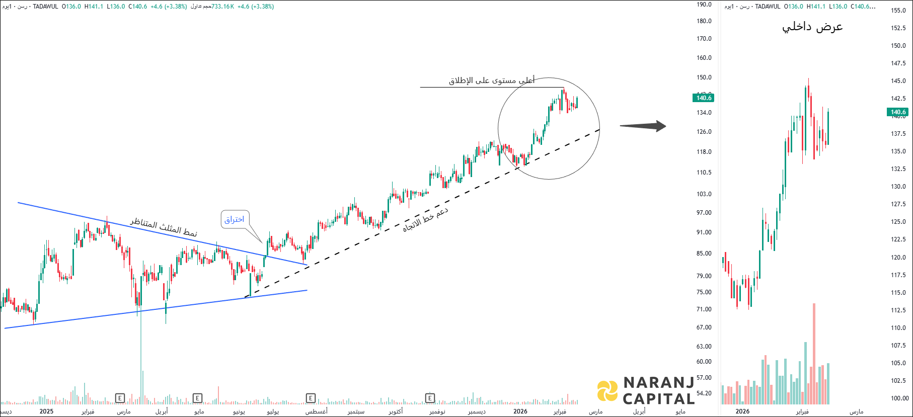 Rasan Information Technology - Technical Analysis chart on Daily Price and Volume