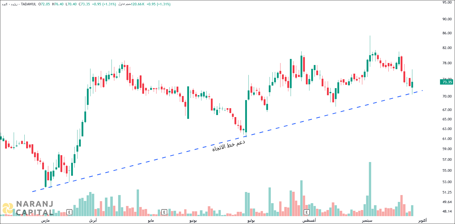 Raoom Trading - Technical Analysis chart on Daily Price and Volume